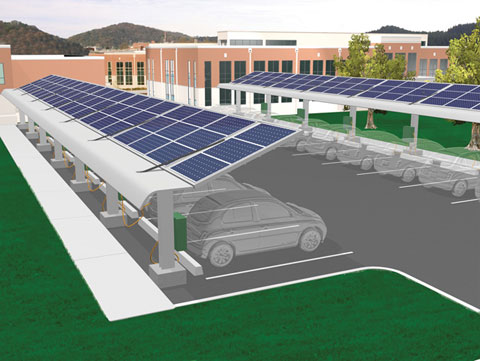 Solar-powered plug-in hybrid cars could recharge during the workday. Photo: Oak Ridge National Laboratory