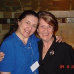 Diane D'Arrigo (left) with Dr. Caldicott during Dr. Caldicott's 2004 lecture tour.